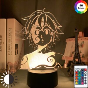 image lampe 3D avec 16 couleurs différentes personnage meliodas mode demon manga seven deadly sins