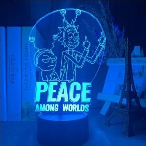 image lampe led 3D avec 16 couleurs différentes peace among worlds anime rick et morty