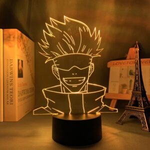 image lampe veilleuse 3D avec 16 couleurs du personnage satoru gojo avec un sourire manga Jujutsu kaisen