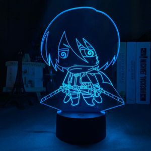 Image Lampe chibi Mikasa Ackerman en 3D Lampe Attaque des titans