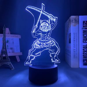 Image Lampe Inosuke Hashibira a la tete de sanglier en 3D Lampe Demon Slayer