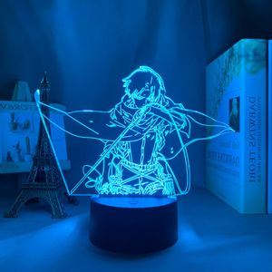 Image Lampe acrylique Livai en combat en 3D Lampe Attaque des titans